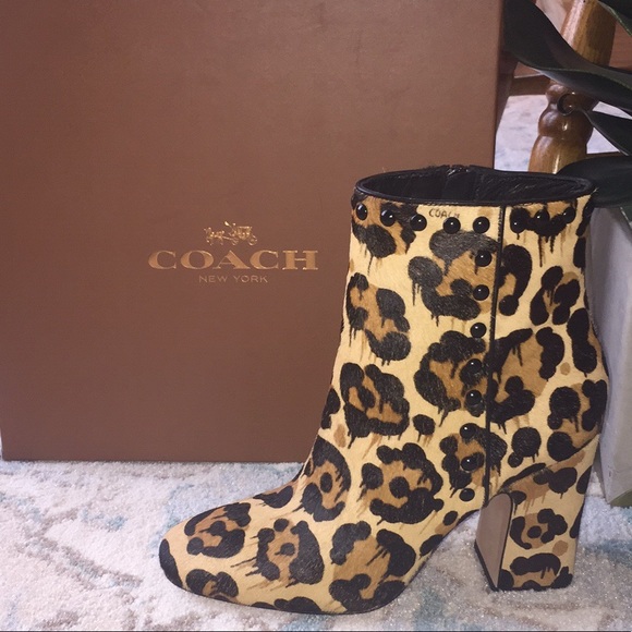 Coach Shoes - 🚫SOLD🚫Coach leopard studded booties